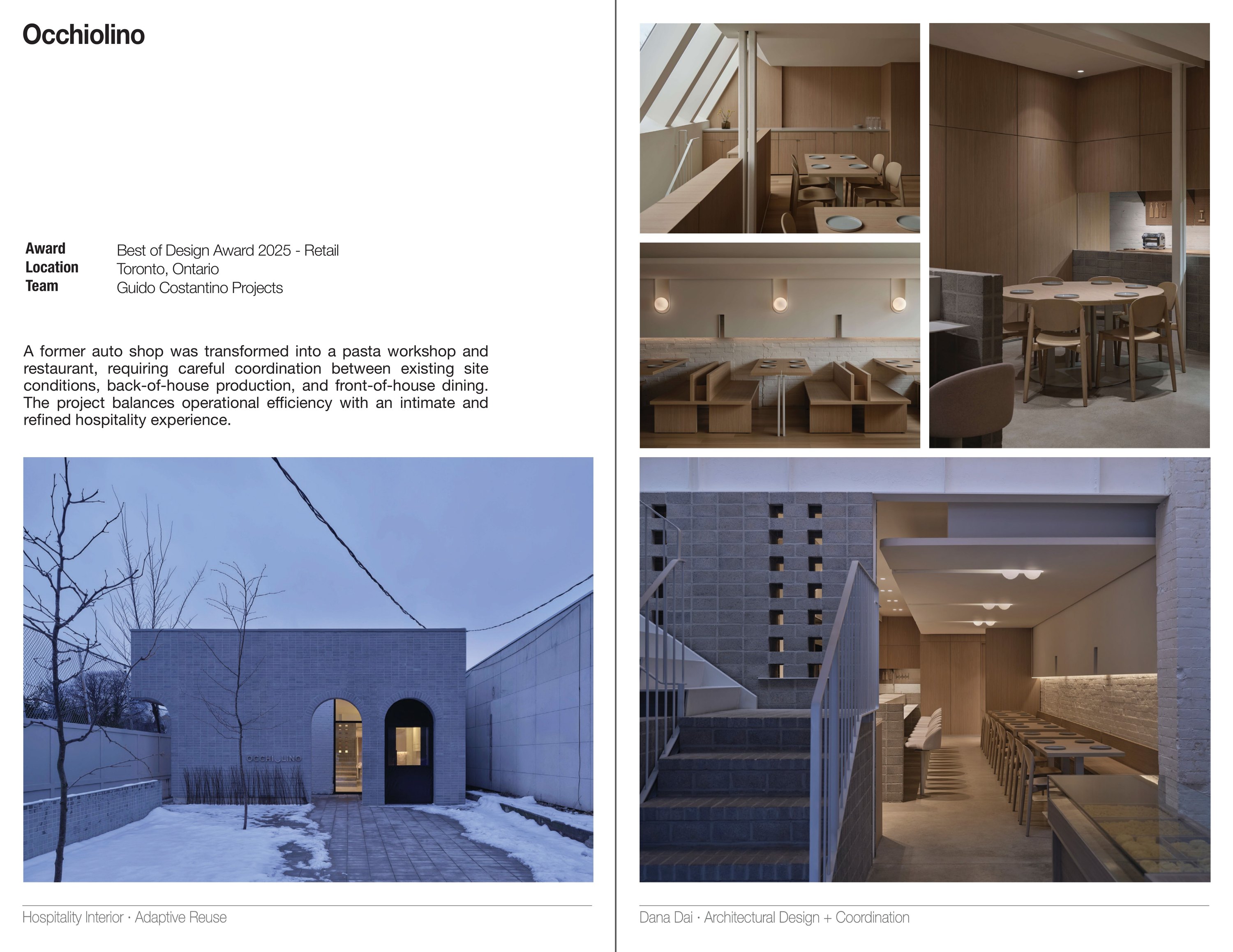 Occhiolino — restaurant interior and exterior photography