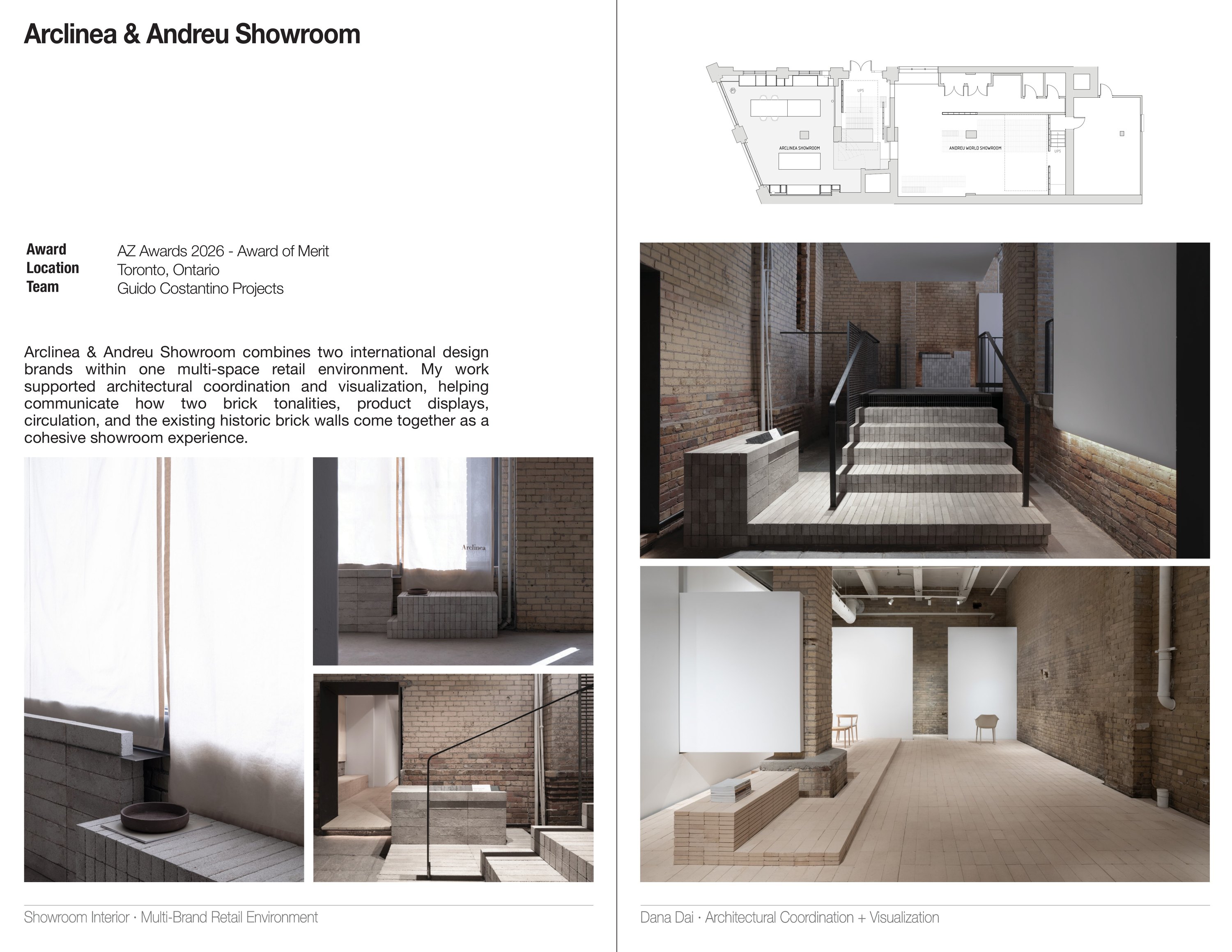 Arclinea & Andreu Showroom — interior photography and plan
